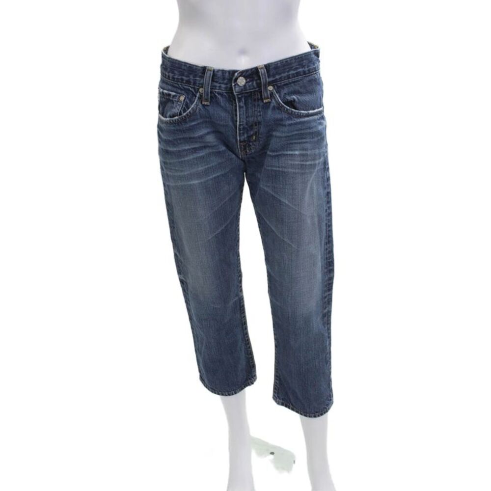 AG Women Capri Cropped Jeans Dark Blue Mid Rise 100% Cotton Petite Size 26